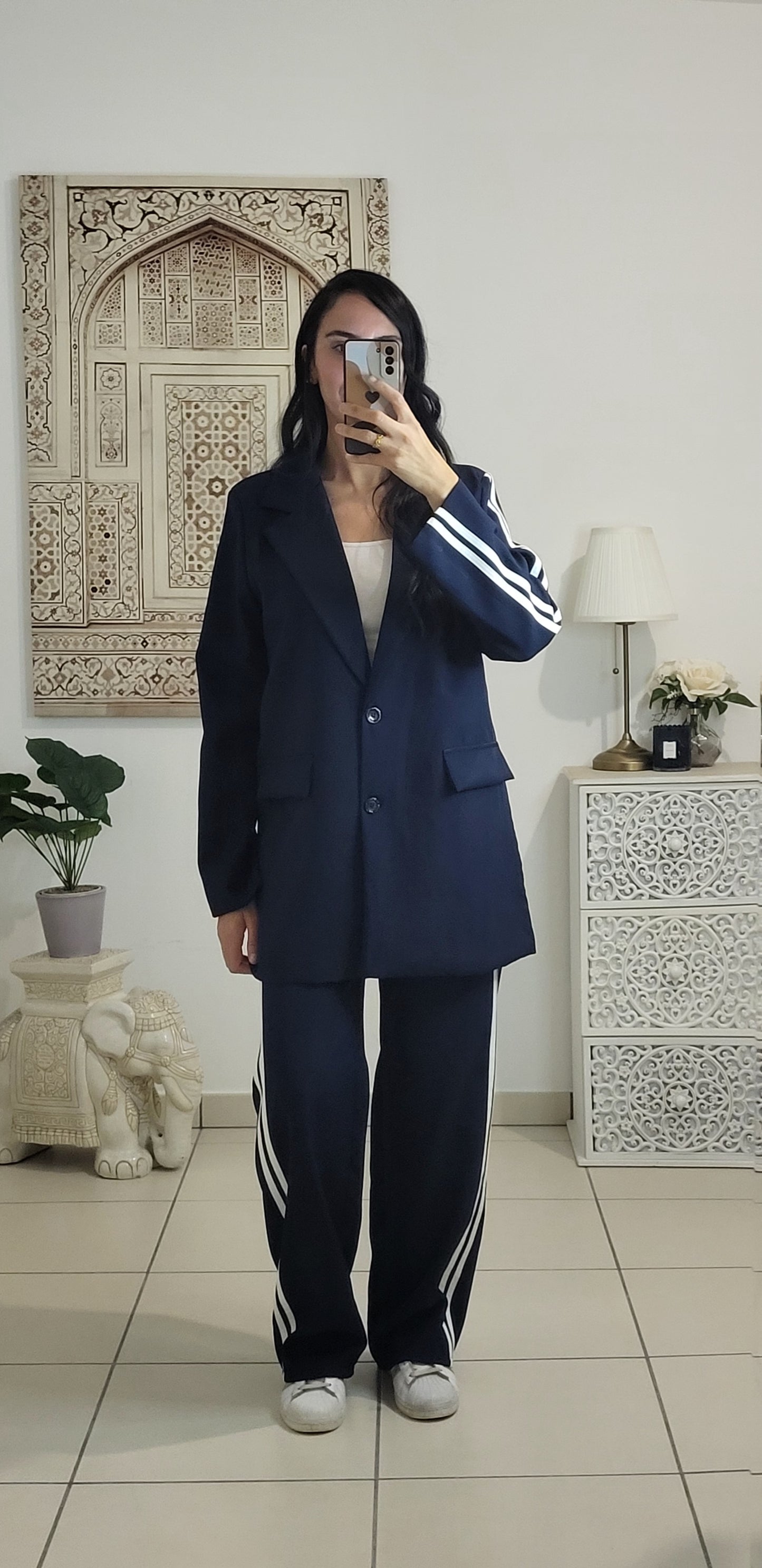 Ensemble blazer pantalon bleu